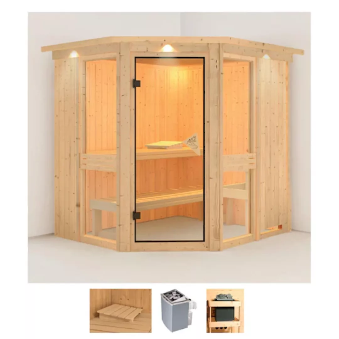 Karibu Sauna »Aline 1«, (Set), 9-kW-Ofen mit integrierter Steuerung günstig online kaufen