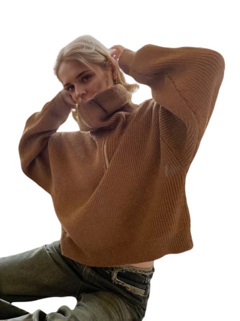 AUKUU Strickpullover Damen hochgeschlossene Strickjacke, locker und passend günstig online kaufen