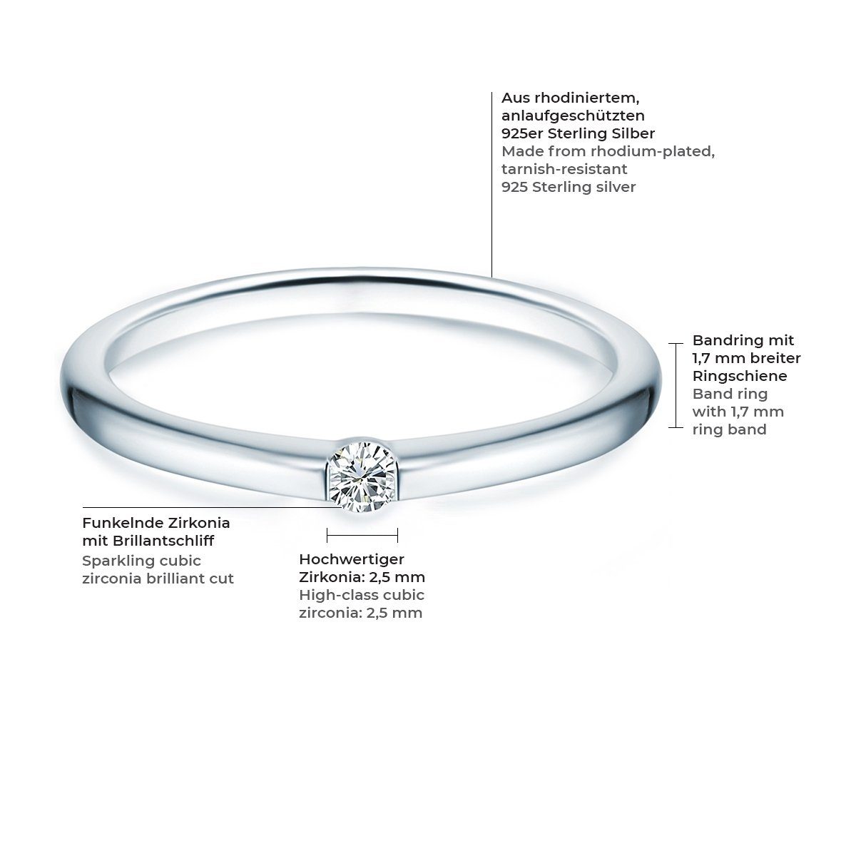 Trilani Silberring Verlobungsring aus 925 Sterling günstig online kaufen