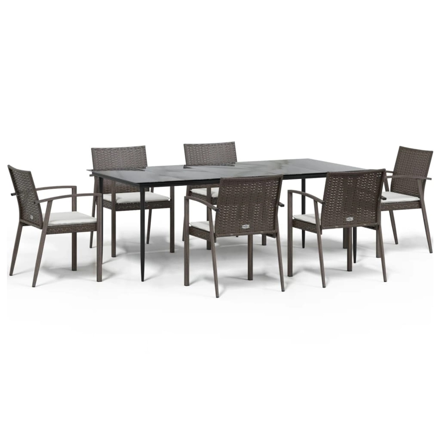 vidaXL 7-Tlg Garten-Essgruppe mit Kissen Poly Rattan und Stahl 3186981 günstig online kaufen