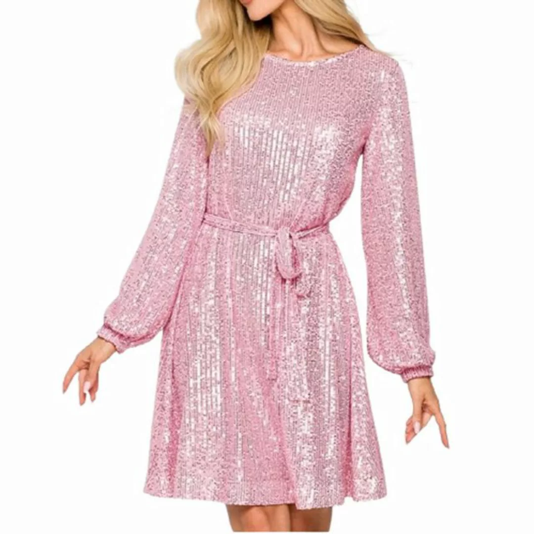 ZWY Dirndl Paillettenkleid mit Rundhalsausschnitt,kleid rosa,Etuikleid (M-X günstig online kaufen