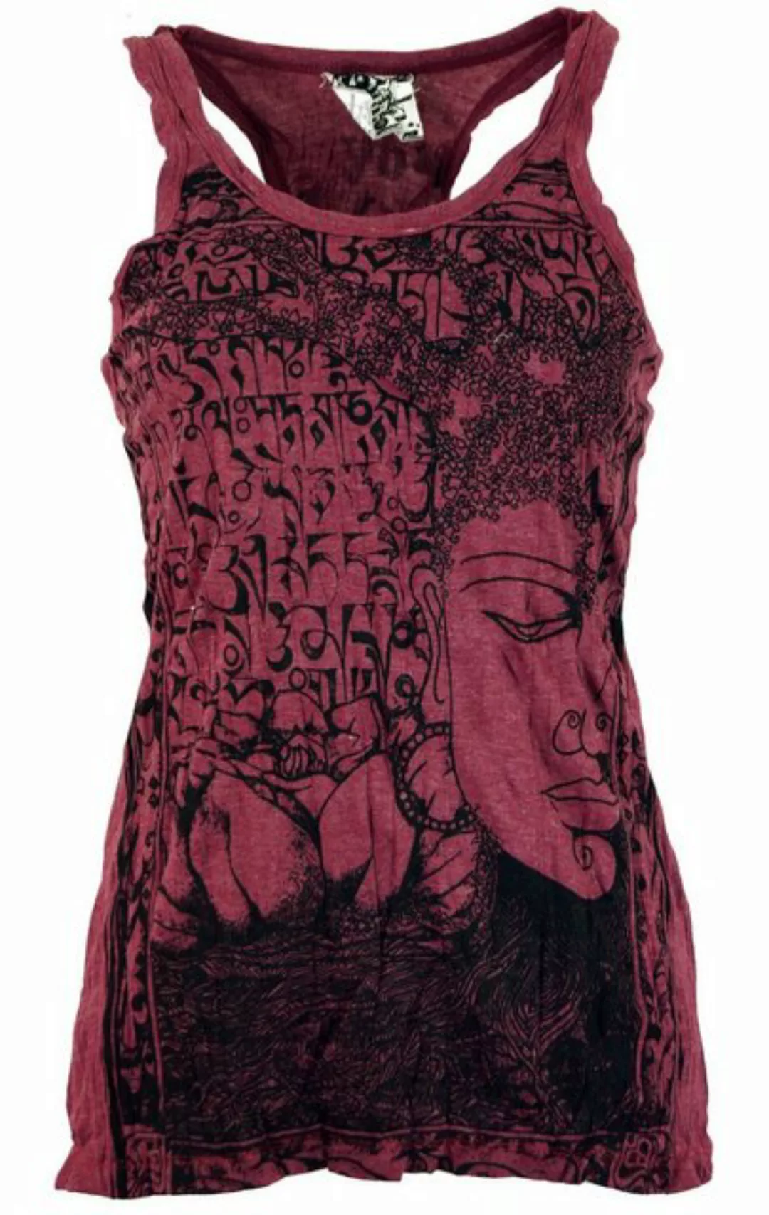 Guru-Shop T-Shirt Sure Tank Top Buddha - bordeaux Festival, Goa Style, alte günstig online kaufen