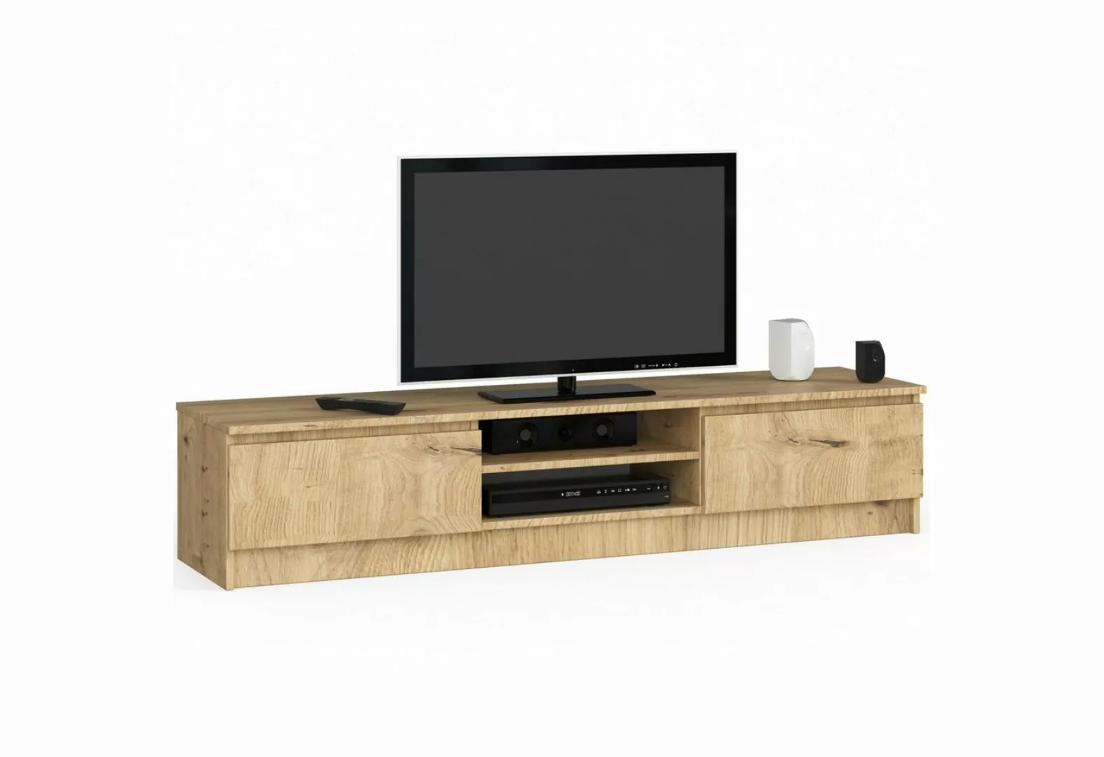 Home Collective TV-Schrank 160cm breit mit zwei Türen und zwei offenen Rega günstig online kaufen