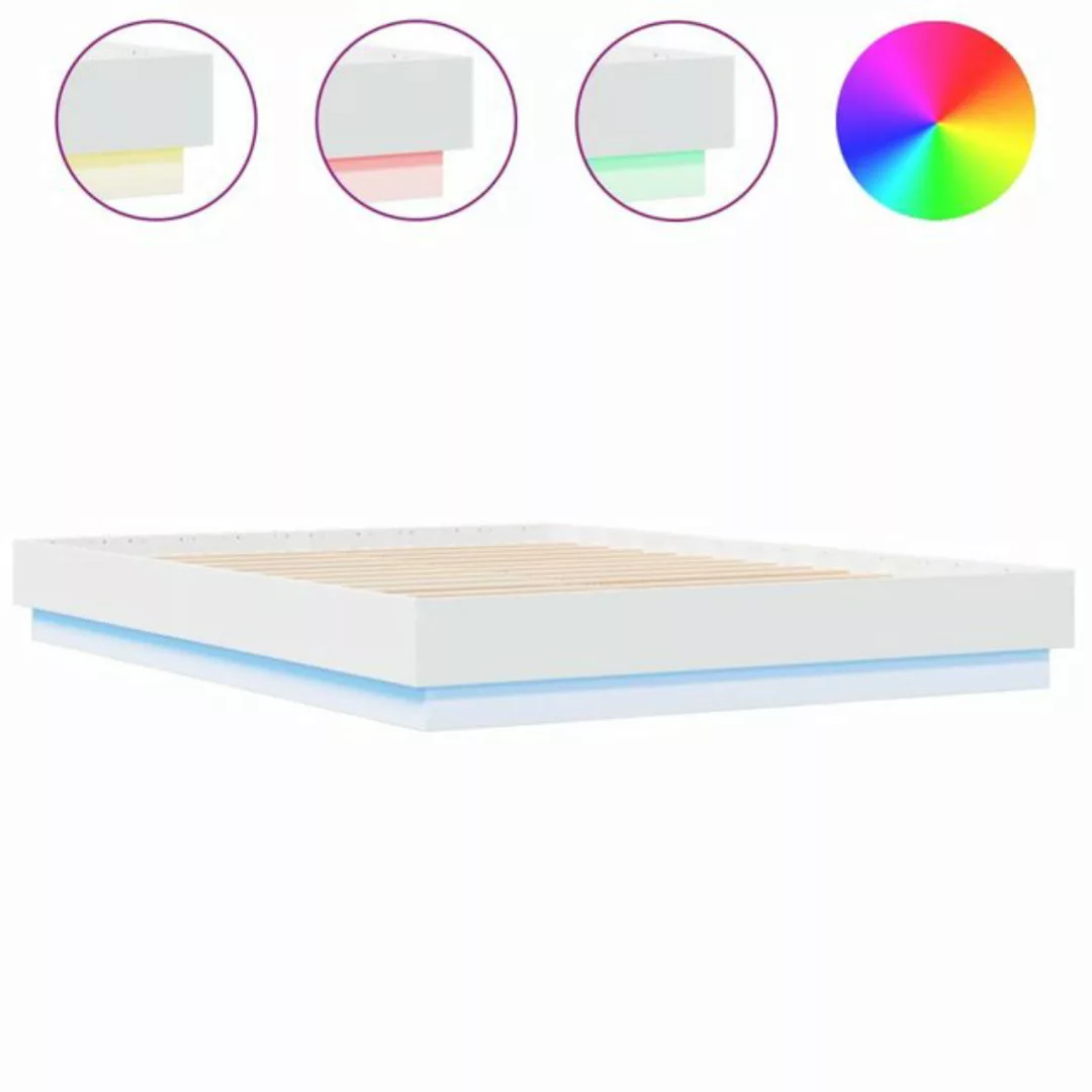 vidaXL Bettgestell Bettgestell mit LED Weiß 140x200 cm Bett Bettgestell günstig online kaufen