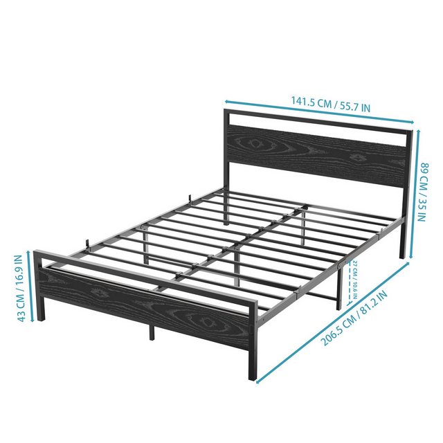 HAUSS SPLOE Metallbett mit MDF-Kopfteil, Lattenrost, modernes Design, 140 x günstig online kaufen