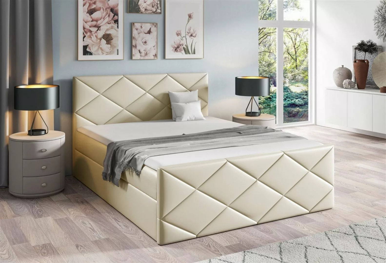 Fun Möbel Boxspringbett Boxspringbett Schlafzimmerbett KOSMOS 220 in Kunstl günstig online kaufen