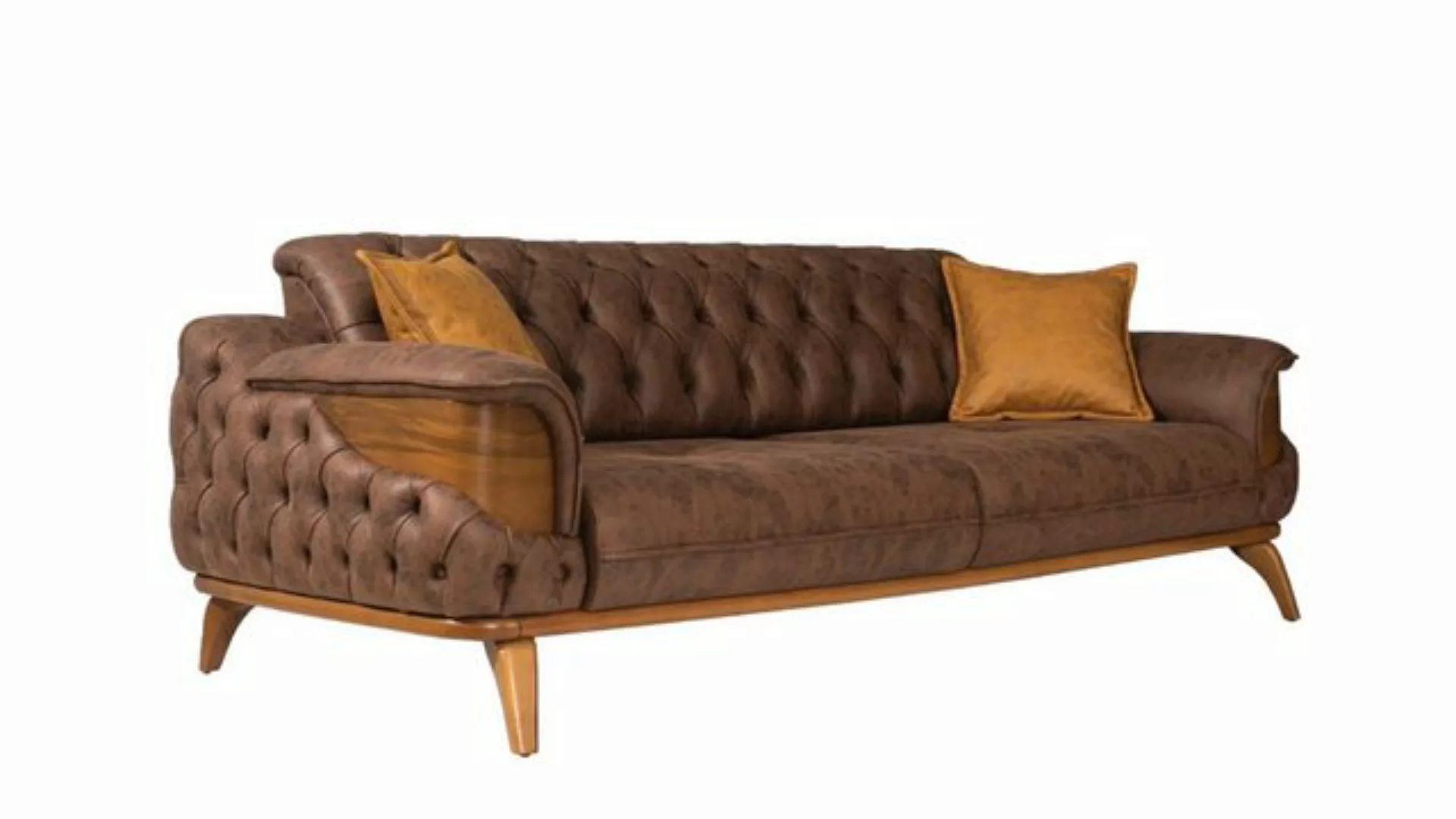 Xlmoebel 3-Sitzer Hochwertiges 3-Sitzer Chesterfield Sofa aus braunem Leder günstig online kaufen