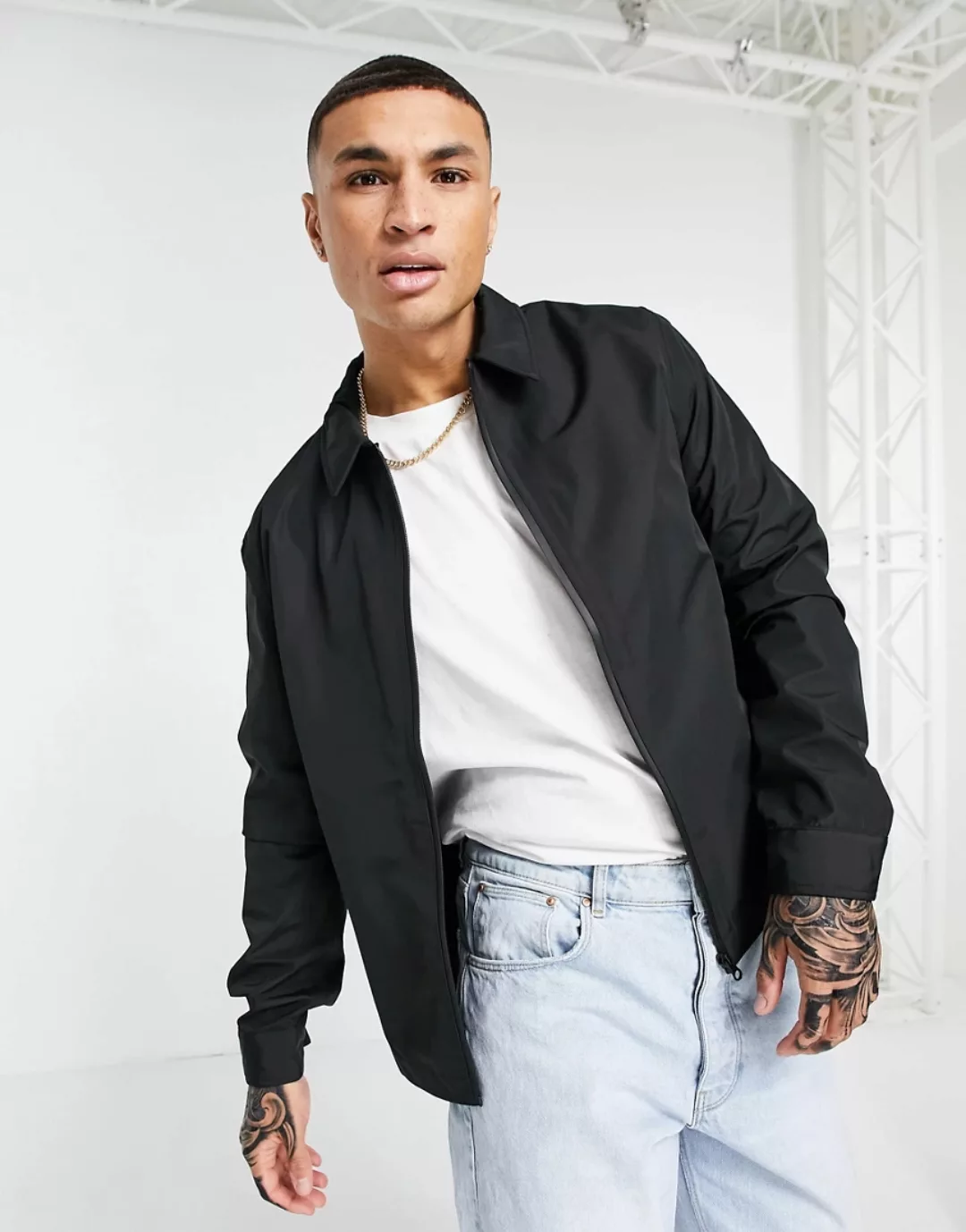 ASOS DESIGN – Wasserfeste Harrington-Jacke in Schwarz günstig online kaufen