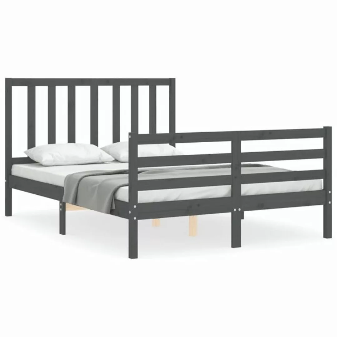 vidaXL Bett Massivholzbett mit Kopfteil Grau günstig online kaufen