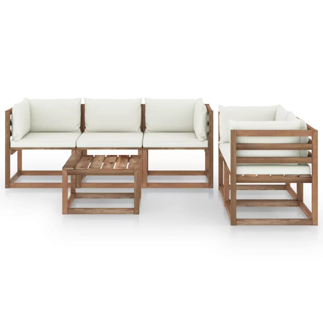 6-tlg. Garten-lounge-set Mit Creme Kissen günstig online kaufen