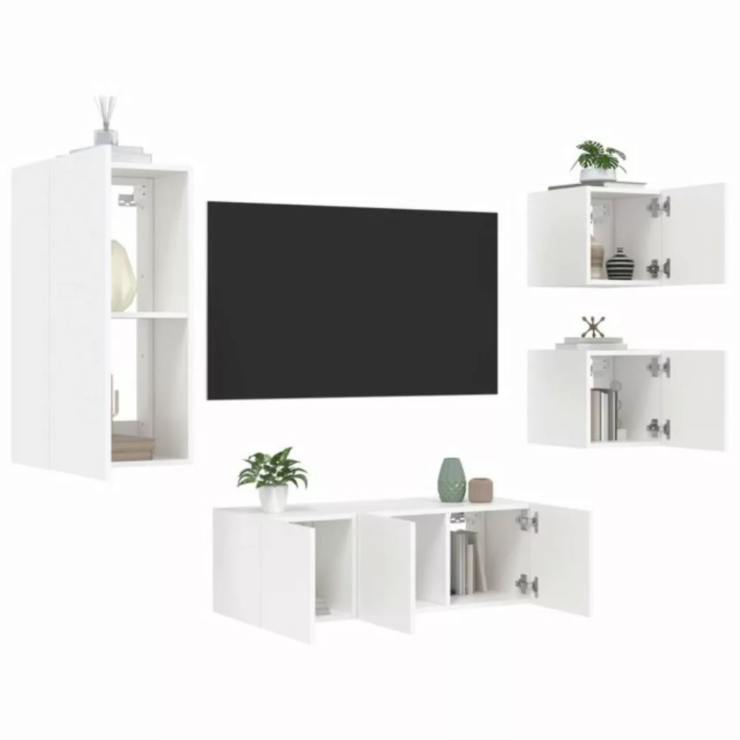 vidaXL TV-Schrank 5tlg TV Möbel Hängeschrank TV Wohnwand mit LED Beleuchtun günstig online kaufen