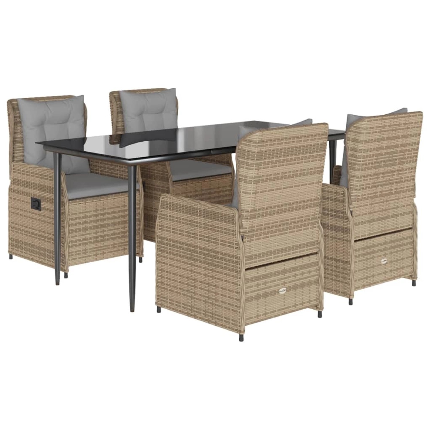 vidaXL 5-Tlg Garten-Essgruppe mit Kissen Beige Poly Rattan 3262871 günstig online kaufen