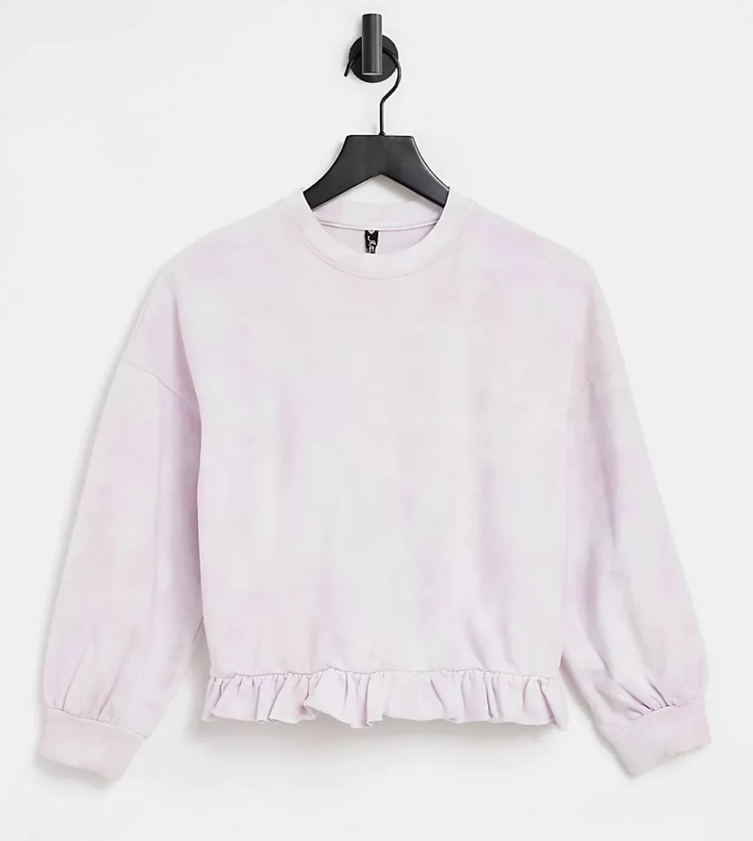 Influence Petite – Mehrfarbiges Sweatshirt mit Rüschensaum, Kombiteil günstig online kaufen