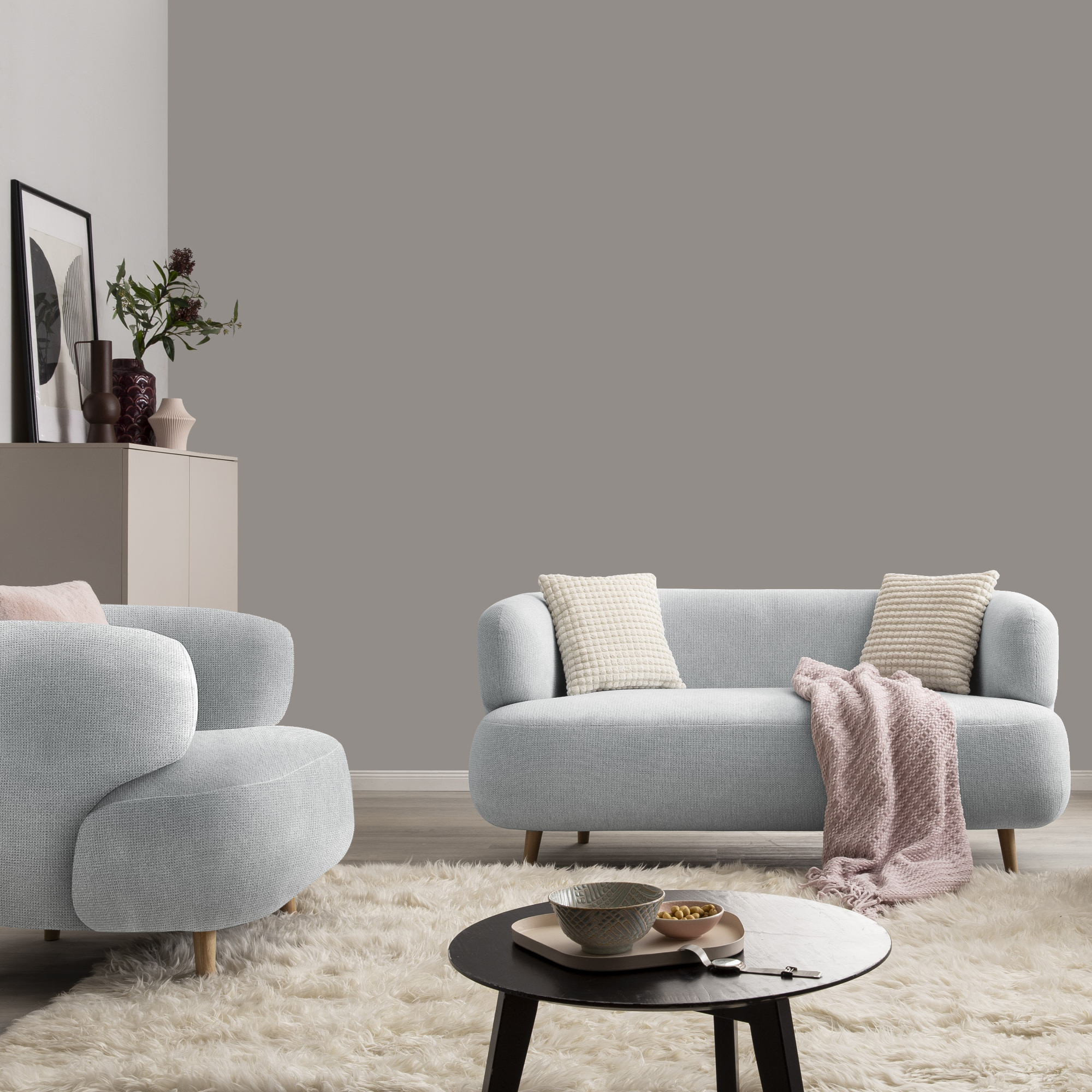 Sofa 800014, 2-Sitzer, runde Ecken, Holzfüße Eiche, 2er Couch, 86 x 73 x 16 günstig online kaufen