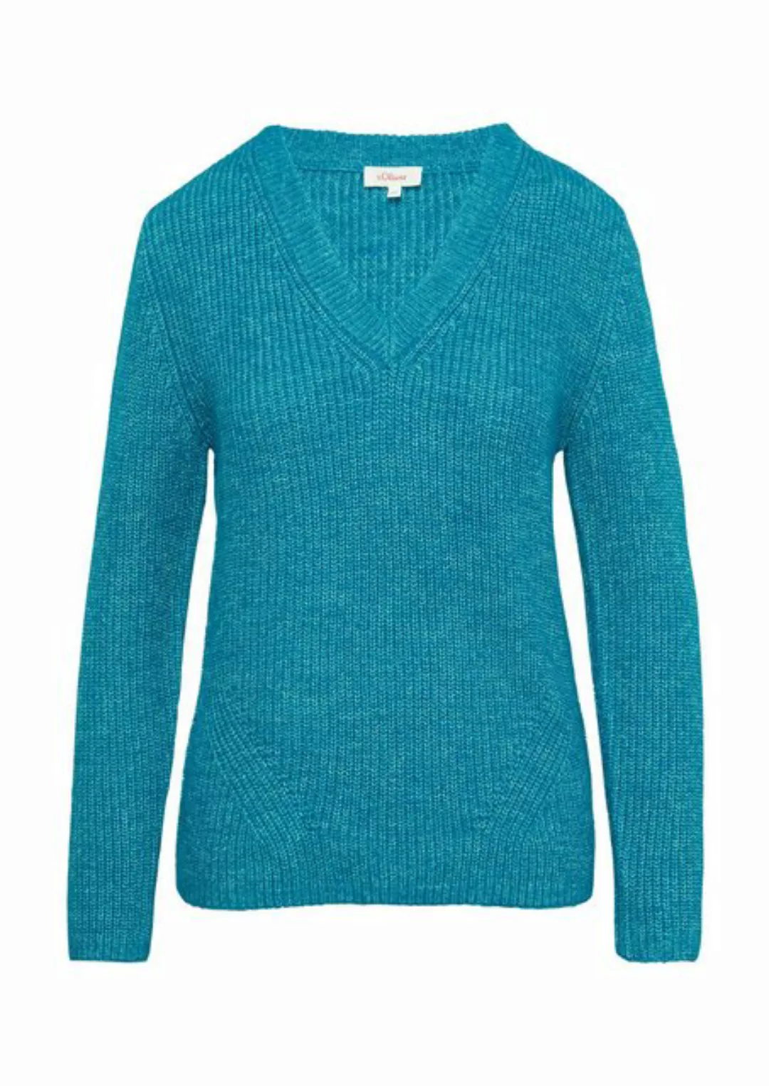 s.Oliver Strickpullover - Damen Strickpullover - V-Ausschnitt, Rippblende, günstig online kaufen