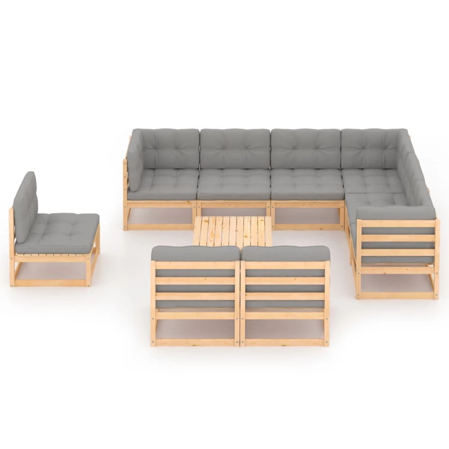 10-tlg. Garten-lounge-set Mit Kissen Kiefer Massivholz günstig online kaufen