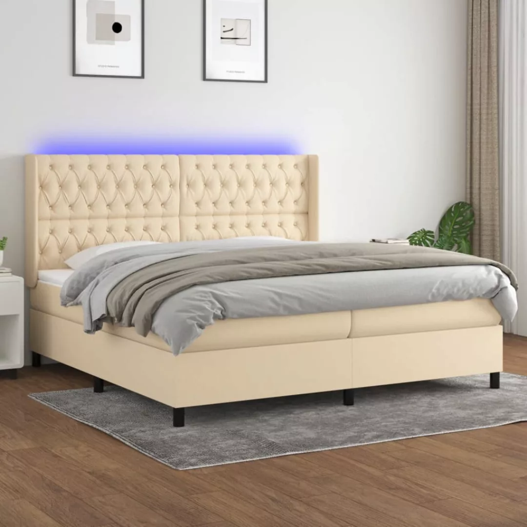 Vidaxl Boxspringbett Mit Matratze & Led Creme 200x200 Cm Stoff günstig online kaufen