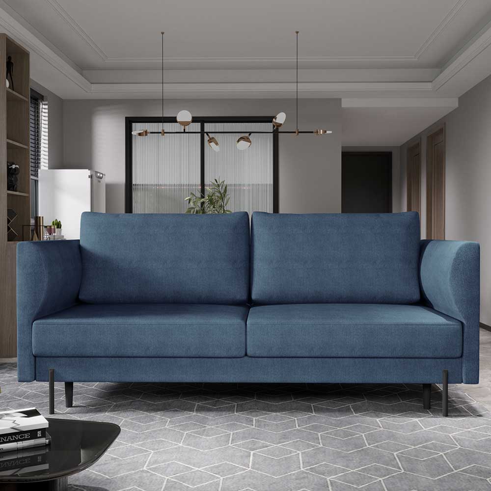 Sofa Dreisitzer Sofa in Blaugrau mit Armlehnen günstig online kaufen