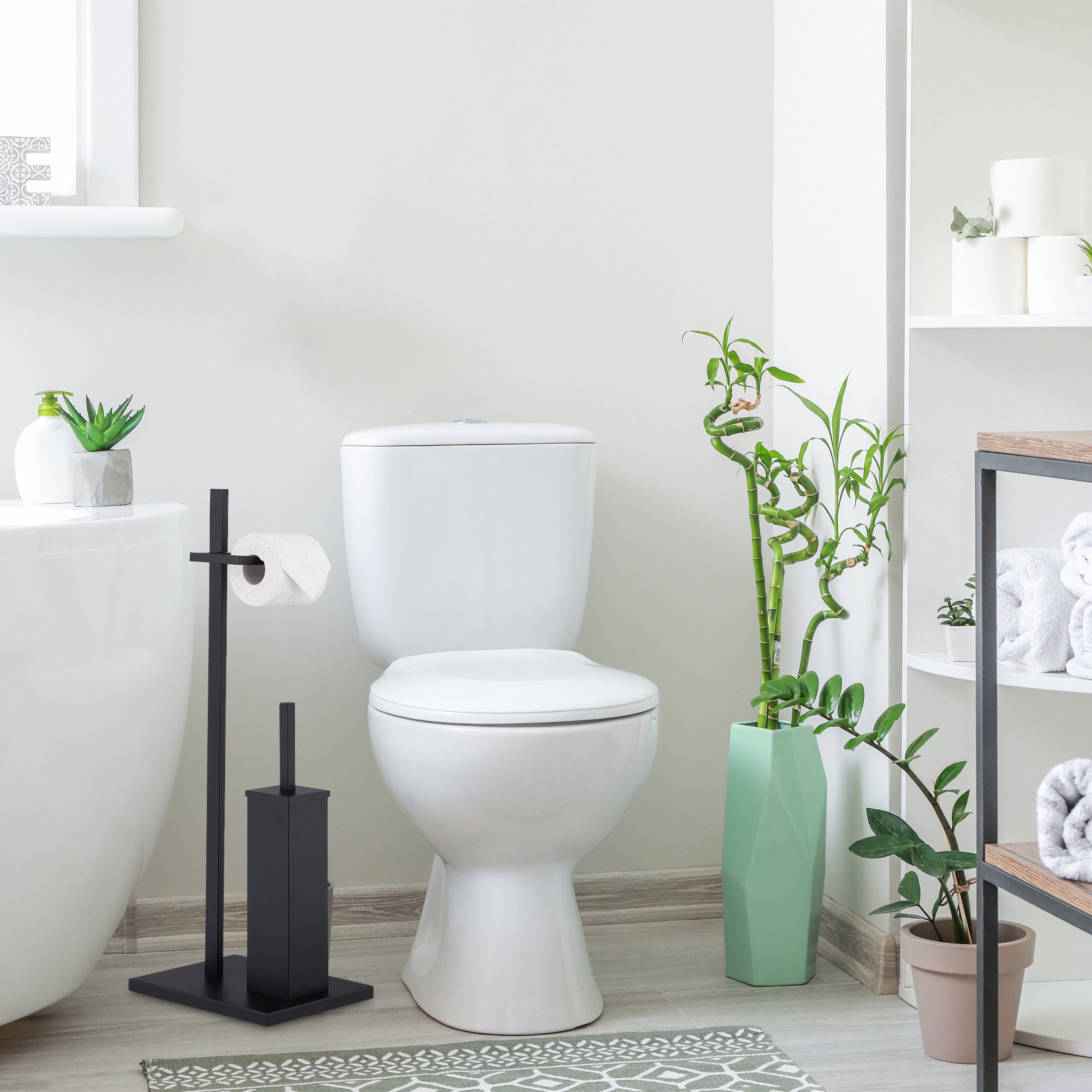 relaxdays Toilettenpapierhalter WC Garnitur mit 3 günstig online kaufen