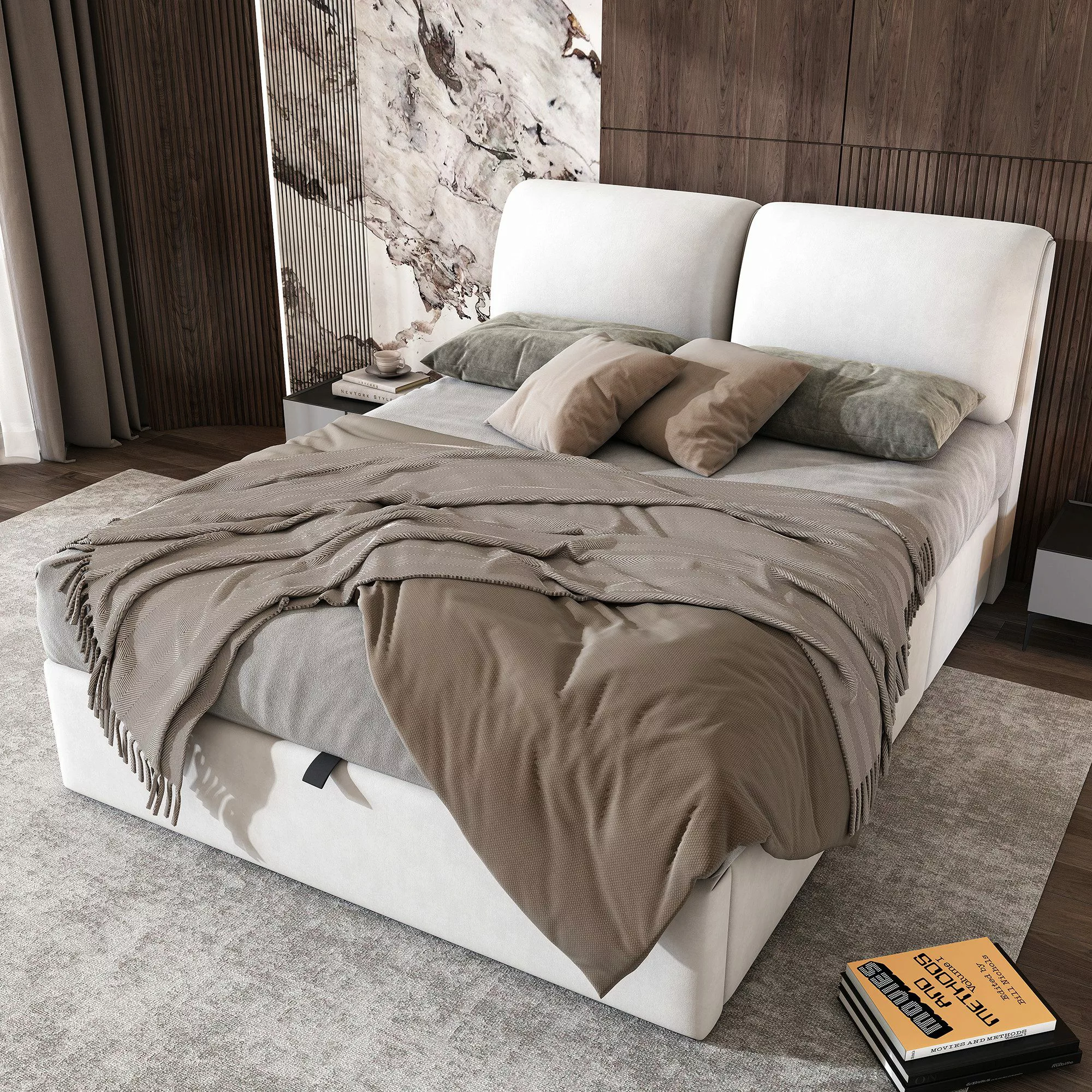 MODFU Polsterbett Schlafzimmerbett mit hydraulischem Bettkasten günstig online kaufen
