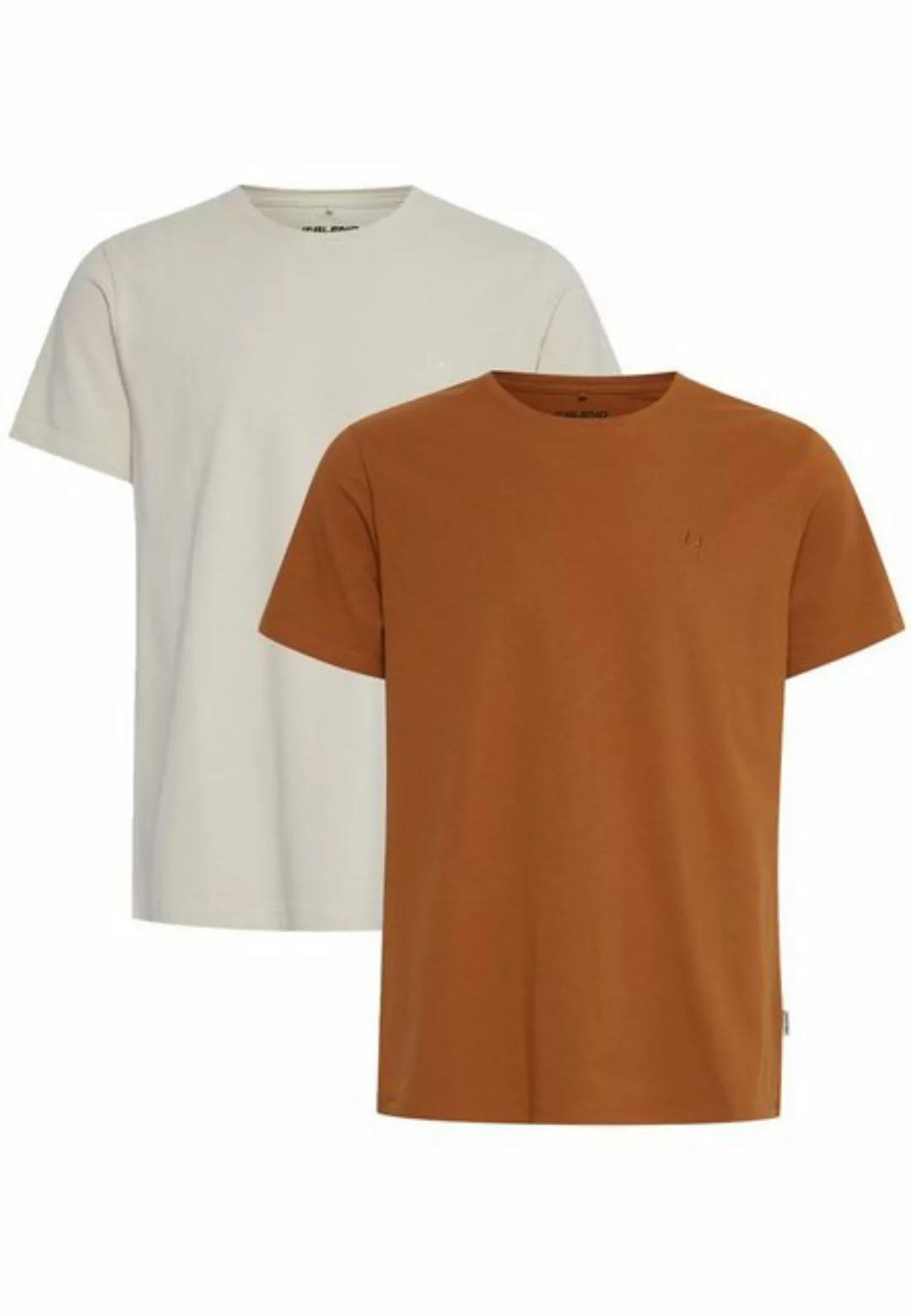Blend T-Shirt Rundhals T-Shirt 2-er Stück Pack Basic Shirt 4817 in Braun-2 günstig online kaufen