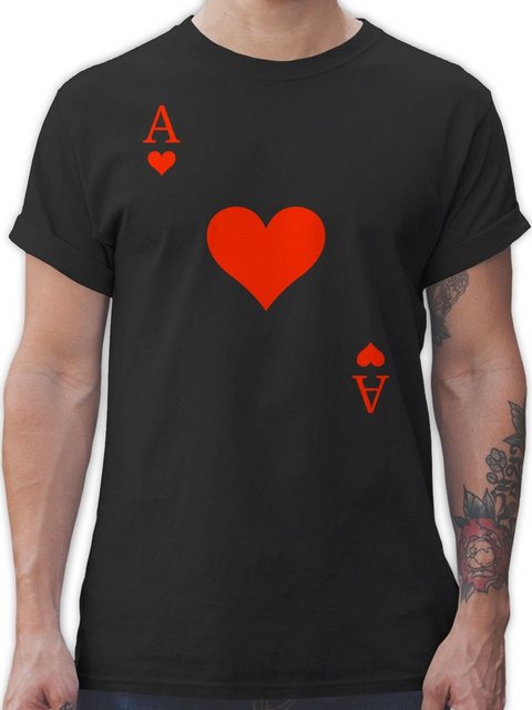 Shirtracer T-Shirt Herz Ass Kartenspiel Karneval Kostüm I Ace of Hearts Kar günstig online kaufen