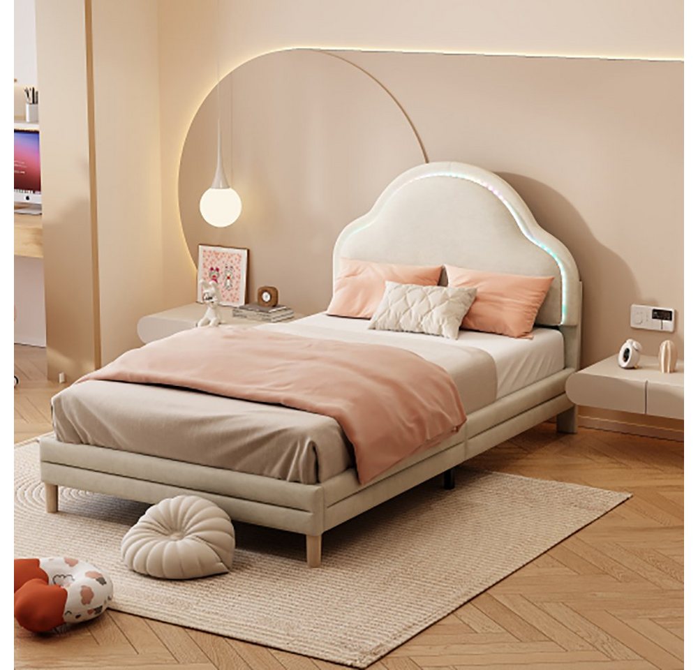 Sweiko Polsterbett, Kinderbett mit LED-Leuchte und Wolkenkopfteil, 90*200cm günstig online kaufen