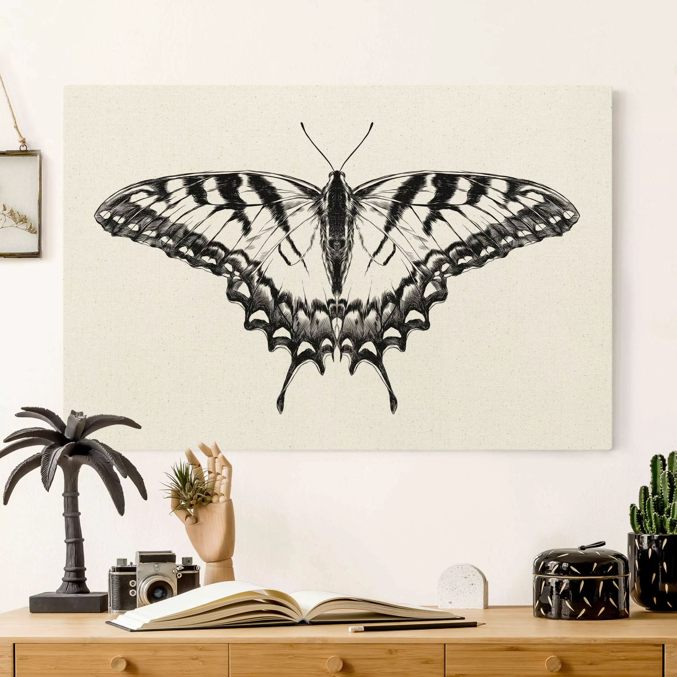 Leinwandbild auf Naturcanvas Illustration fliegender Tiger Schwalbenschwanz günstig online kaufen