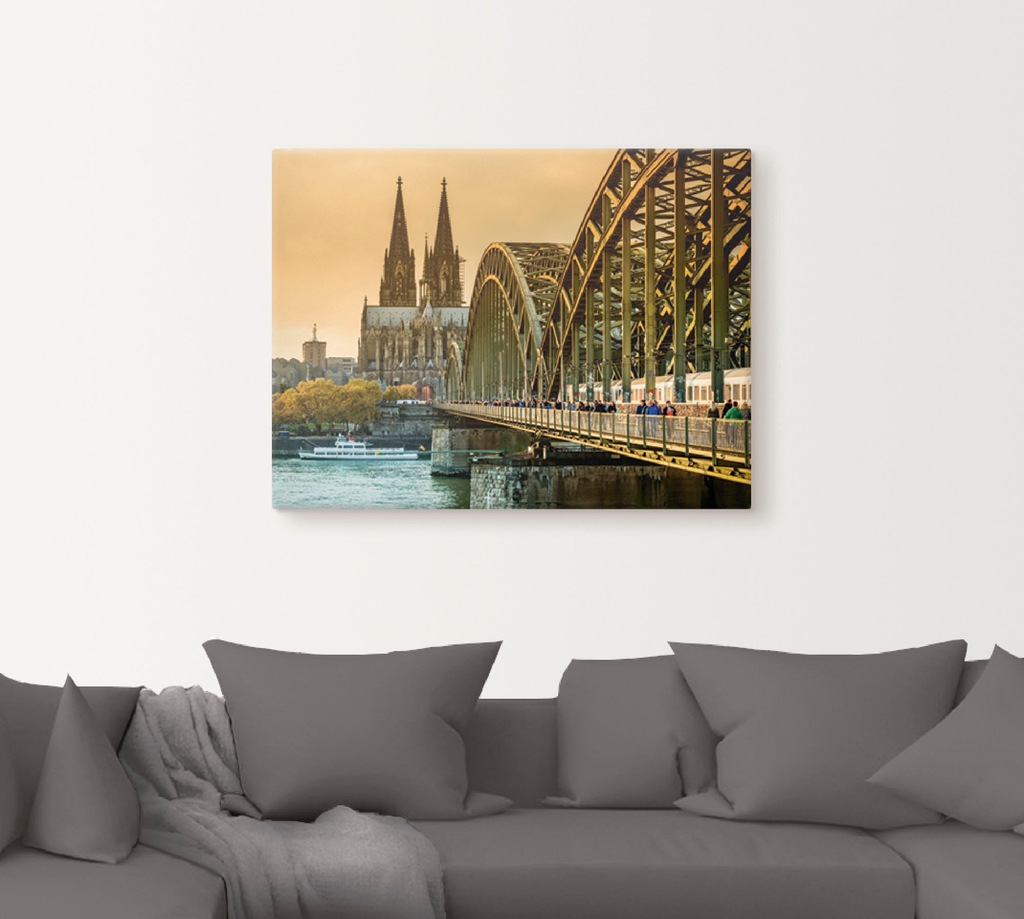 Artland Leinwandbild »Kölner Dom mit Hohenzollernbrücke«, Deutschland, (1 S günstig online kaufen