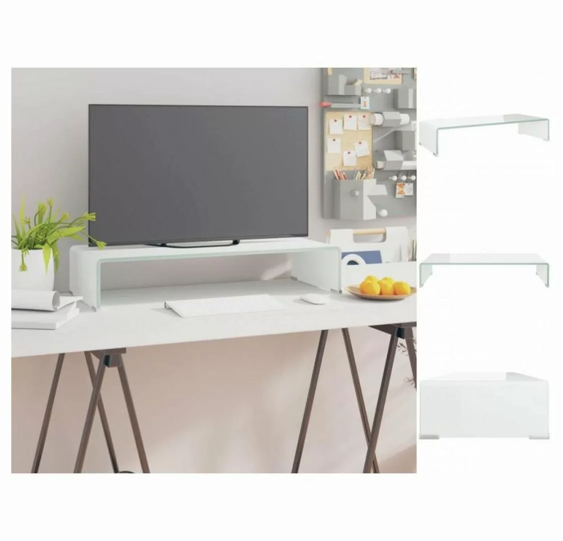 vidaXL TV-Schrank TV-Tisch Bildschirmerhöhung Glas Weiß 70x30x13 cm günstig online kaufen