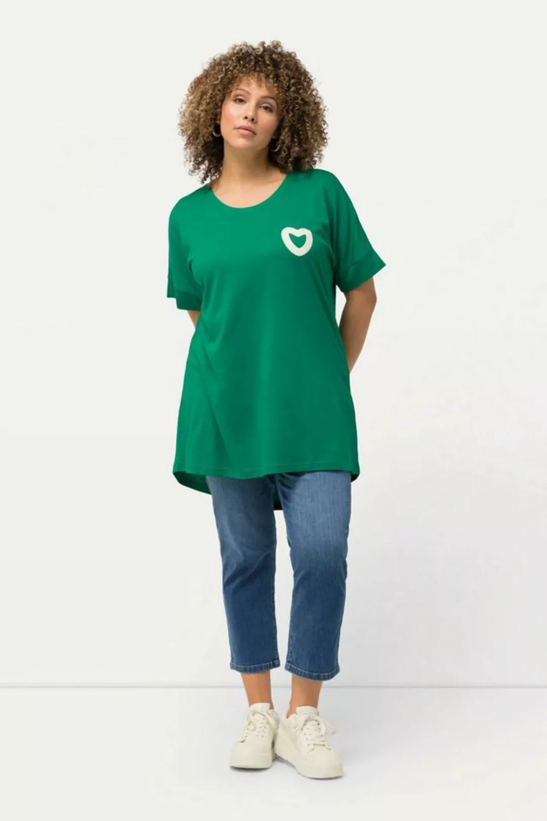 Ulla Popken Rundhalsshirt T-Shirt LOVE Oversized Rundhals Halbarm günstig online kaufen