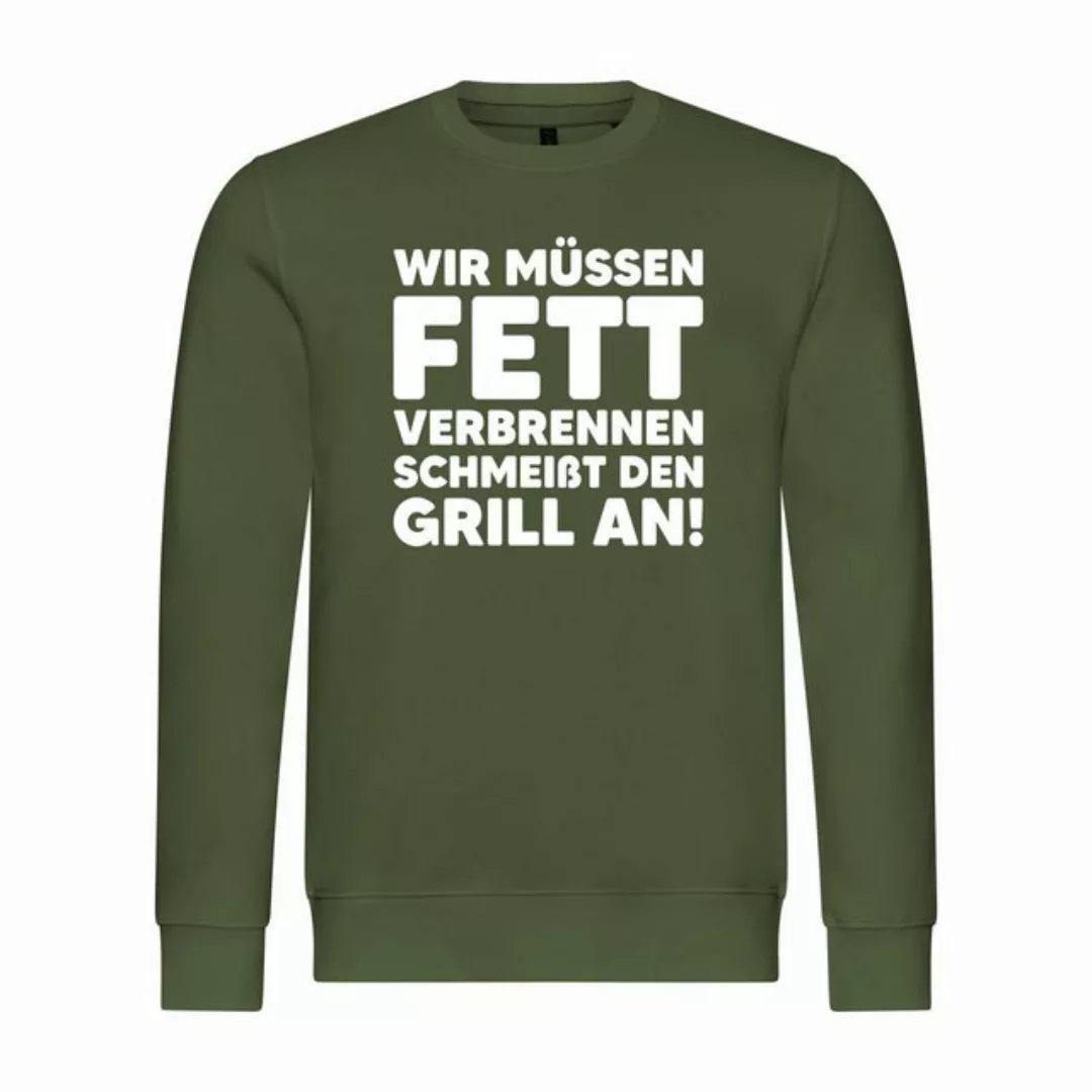 deinshirt Rundhalspullover Herren Pullover Wir müssen Fett verbrennen schme günstig online kaufen