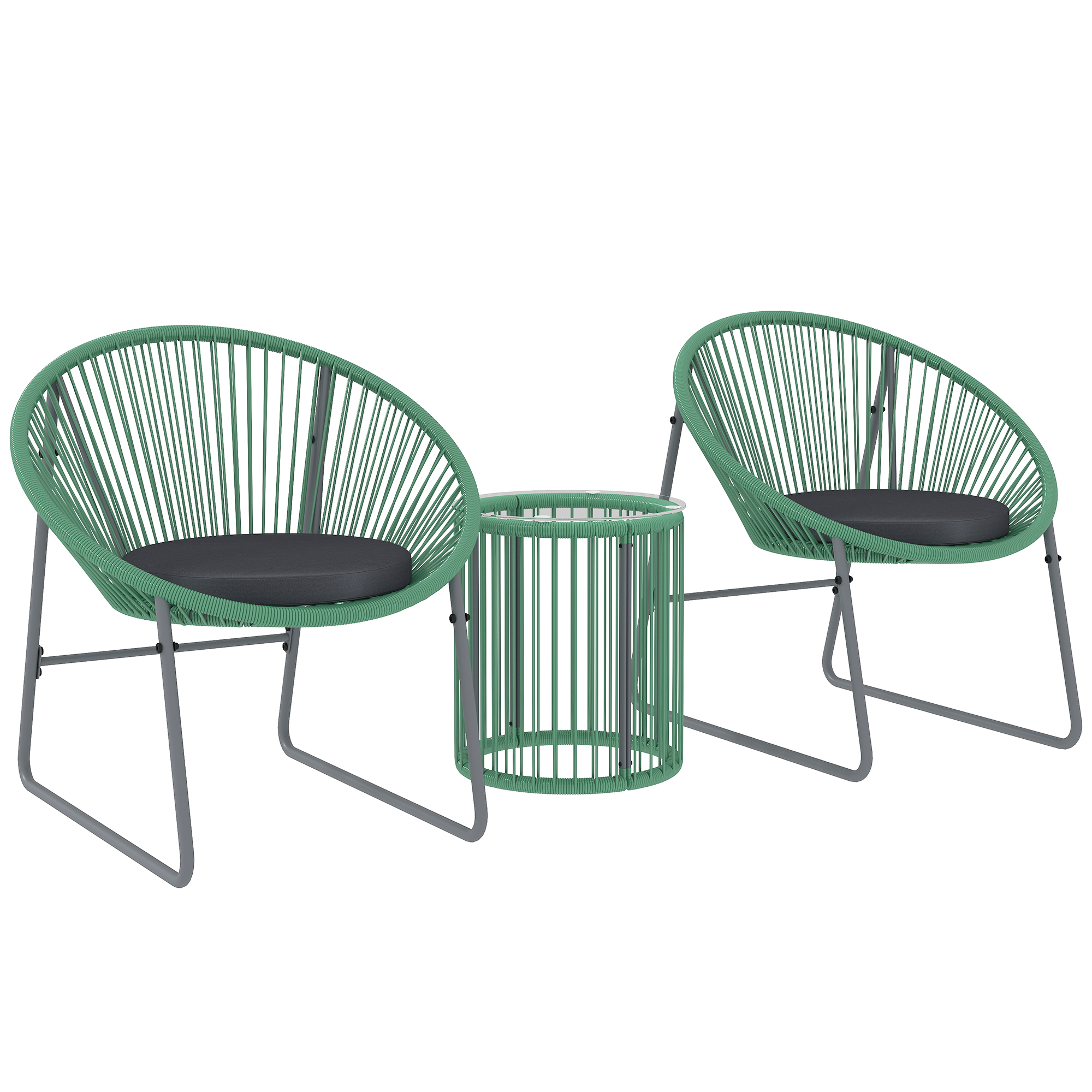 Outsunny Polyrattan Gartenmöbel Set, Outdoor Lounge Balkonmöbel für 2 Perso günstig online kaufen