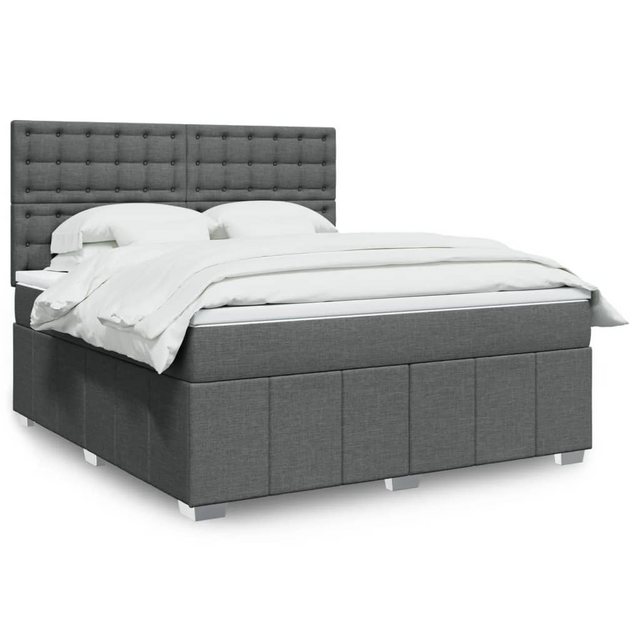 vidaXL Boxspringbett, Boxspringbett mit Matratze Dunkelgrau 180x200 cm Stof günstig online kaufen