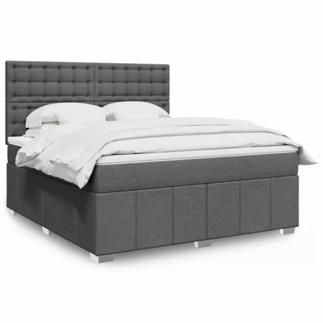 vidaXL Boxspringbett, Boxspringbett mit Matratze Dunkelgrau 180x200 cm Stof günstig online kaufen