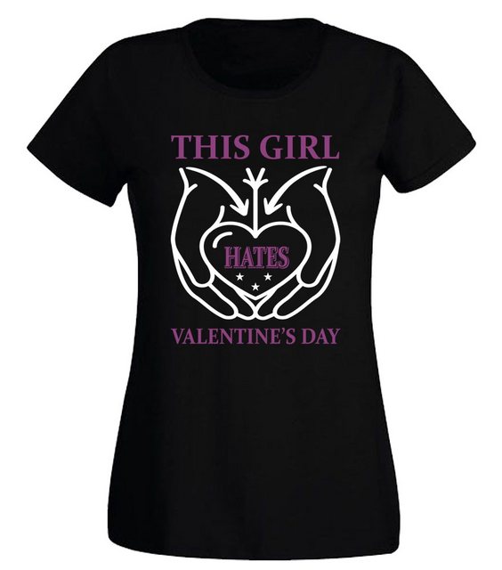 G-graphics T-Shirt Damen T-Shirt - This girl hates Valentines Day Slim-fit, günstig online kaufen