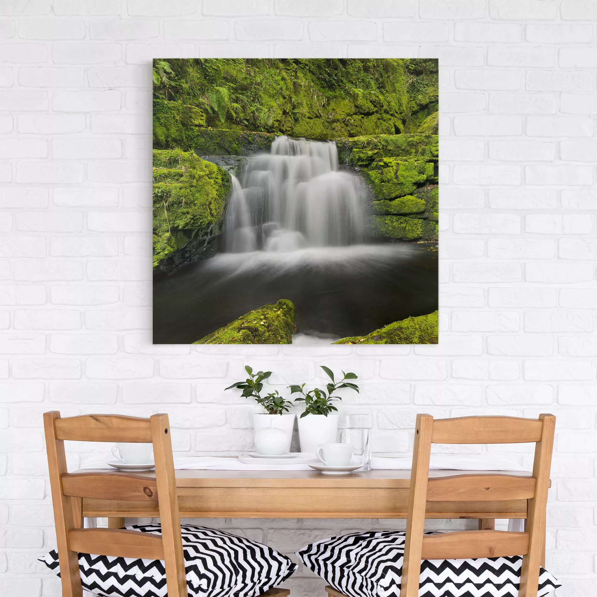 Leinwandbild - Quadrat Lower McLean Falls in Neuseeland günstig online kaufen