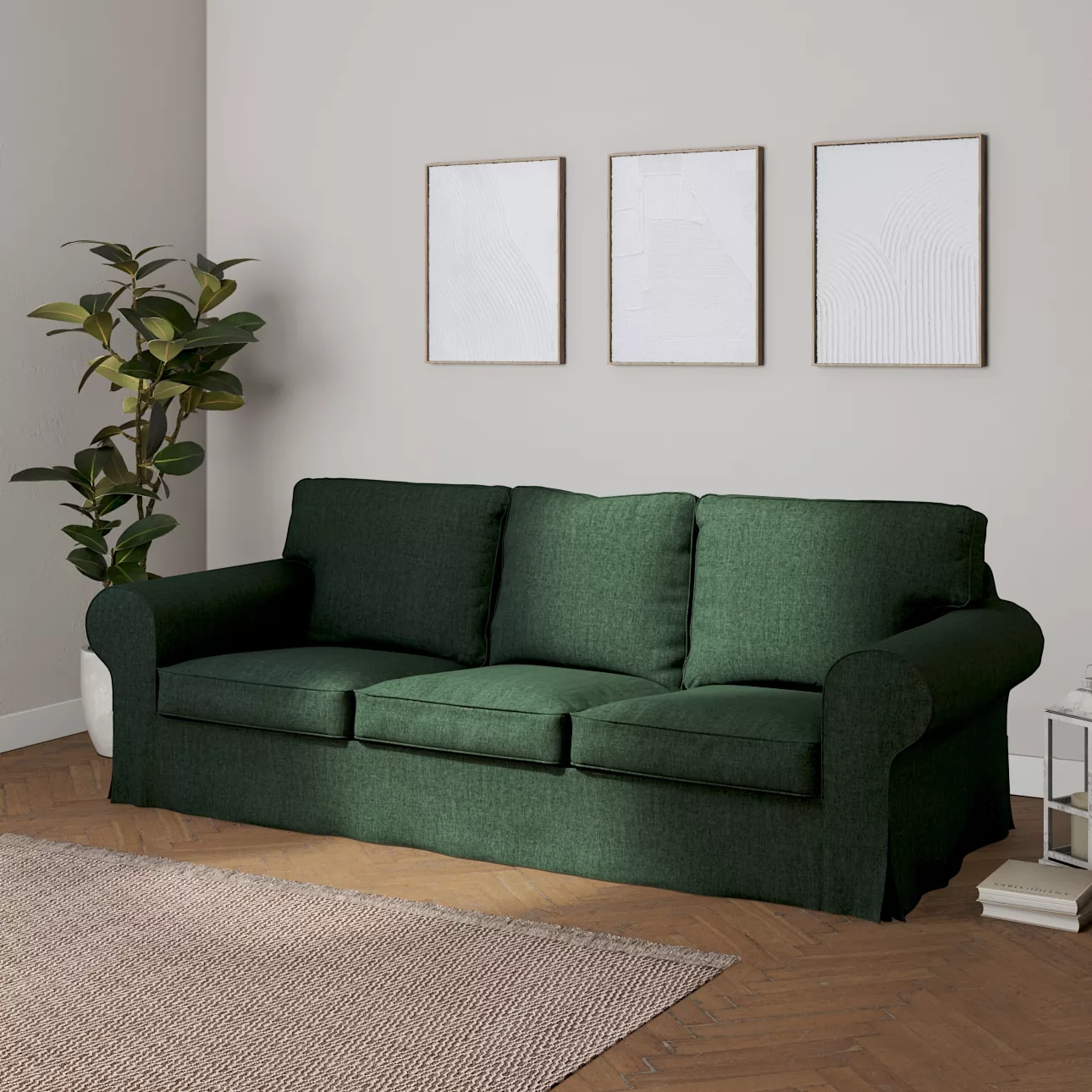 Bezug für Ektorp 3-Sitzer Sofa nicht ausklappbar, dunkelgrün, Sofabezug für günstig online kaufen