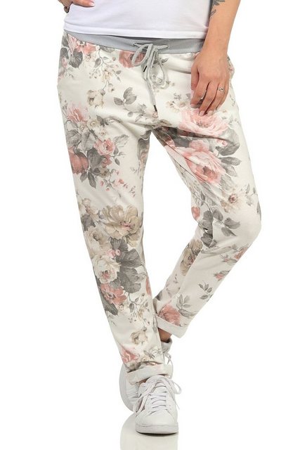 Mississhop Chinohose Damen Hose Blumen Jogginghose Baumwolle gemustert M. 2 günstig online kaufen