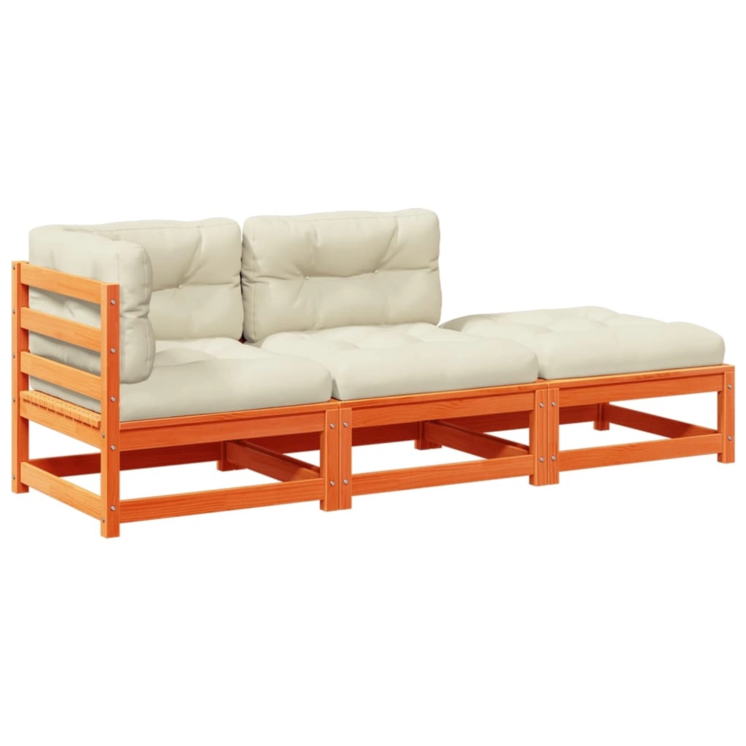 vidaXL 3-Tlg Garten-Sofagarnitur mit Kissen Wachsbraun Kiefernholz 3295832 günstig online kaufen