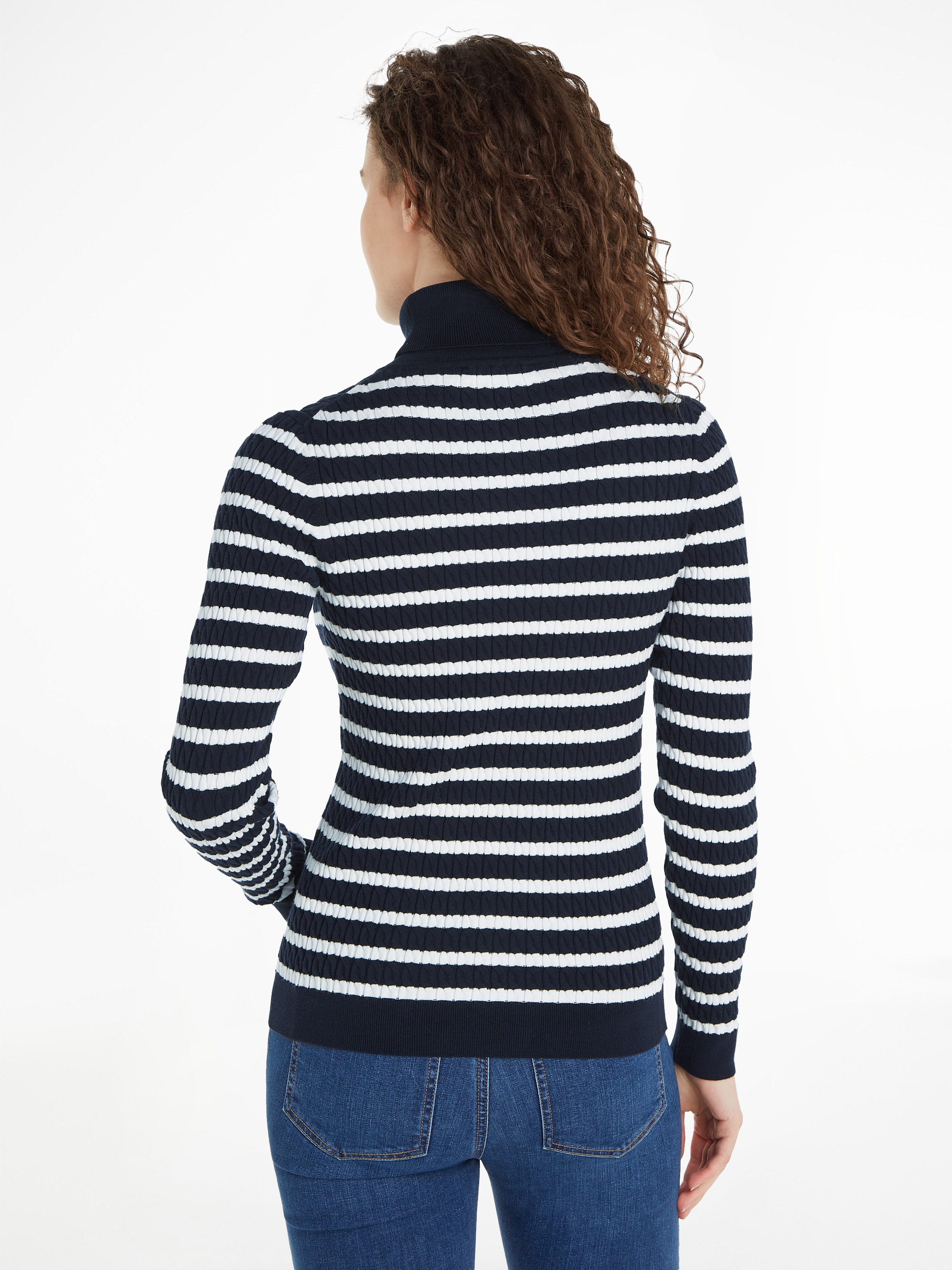 Tommy Hilfiger Rollkragenpullover SKINNY CABLE ROLL-NK SWEATER mit Logostic günstig online kaufen