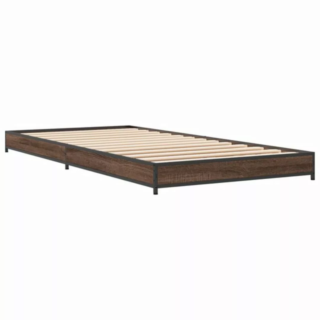 vidaXL Bett Bettgestell Braun Eichen-Optik 90x190 cm Holzwerkstoff Metall günstig online kaufen