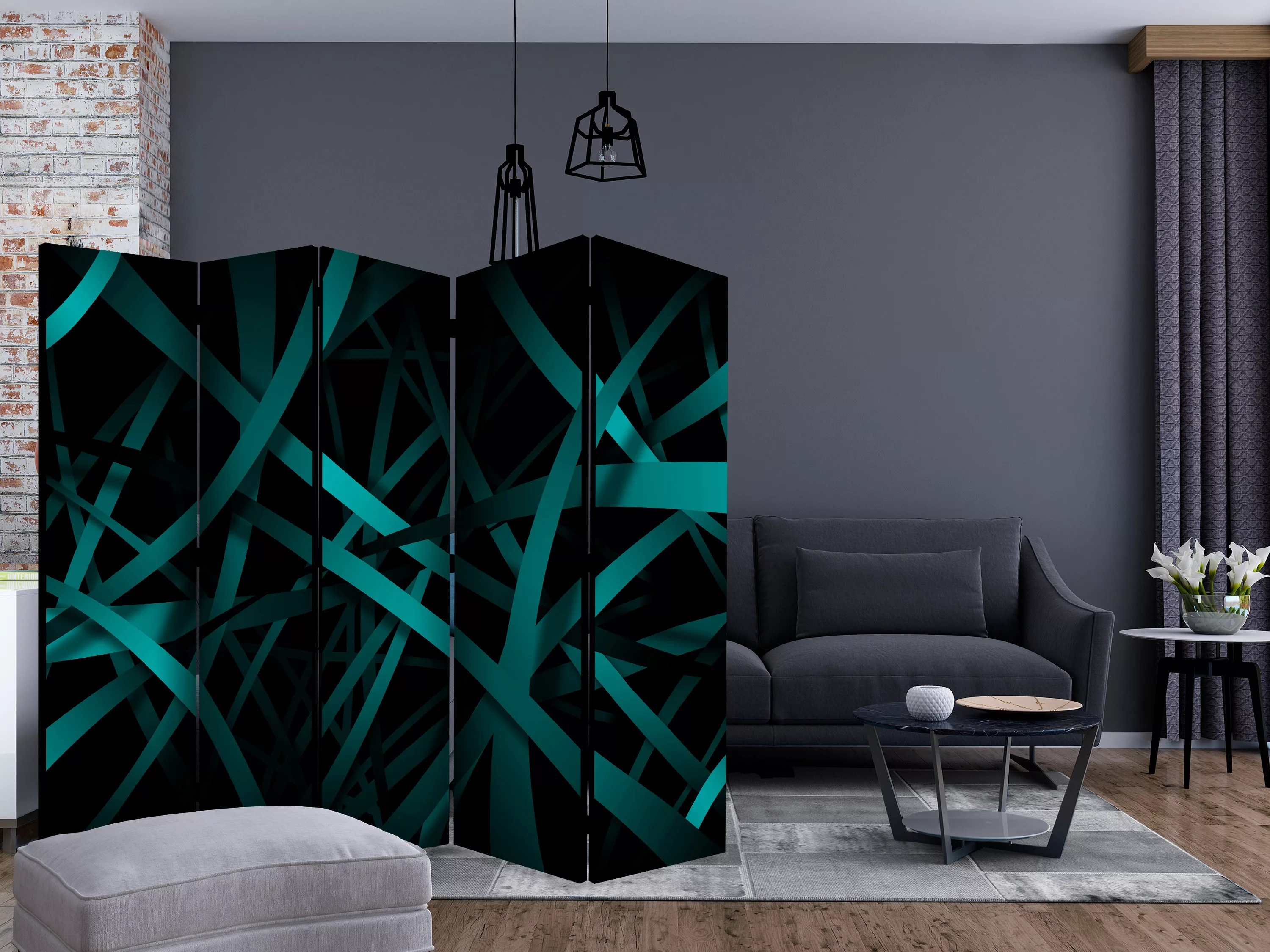 5-teiliges Paravent - Dark Background Ii [room Dividers] günstig online kaufen