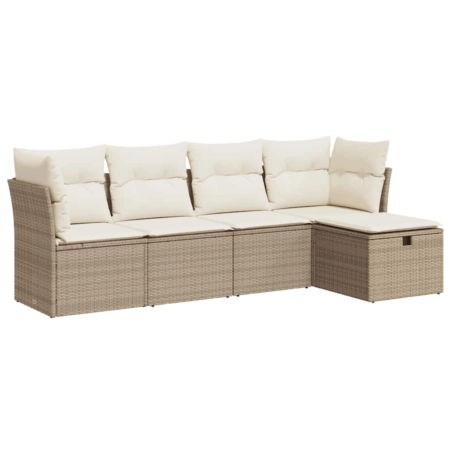 vidaXL 5-Tlg Garten-Sofagarnitur mit Kissen Beige Poly Rattan 3325264 günstig online kaufen