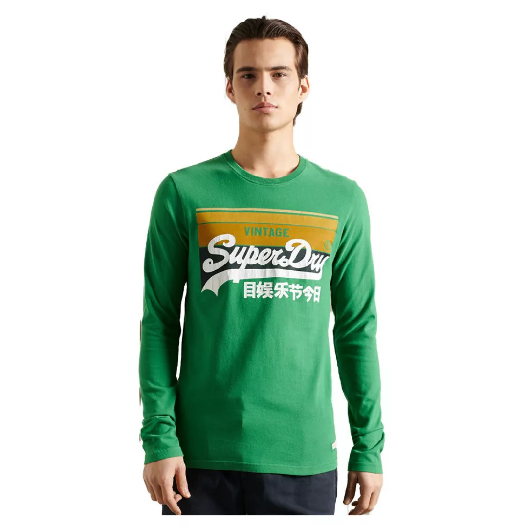 Superdry Vintage Logo Cali Stripe Langarm-t-shirt M Oregon Green günstig online kaufen