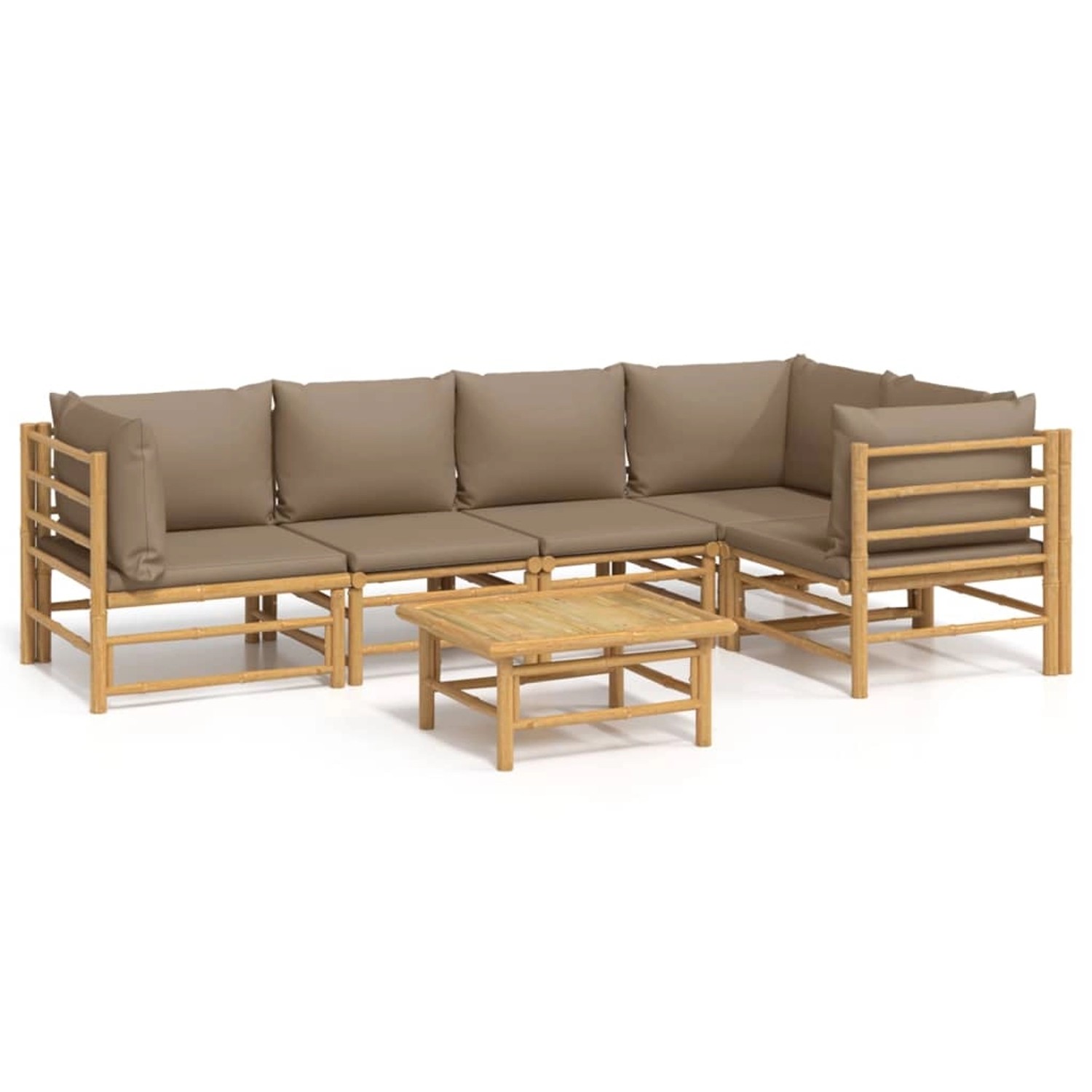 Vidaxl 6-tlg. Garten-lounge-set Mit Kissen Taupe Bambus günstig online kaufen