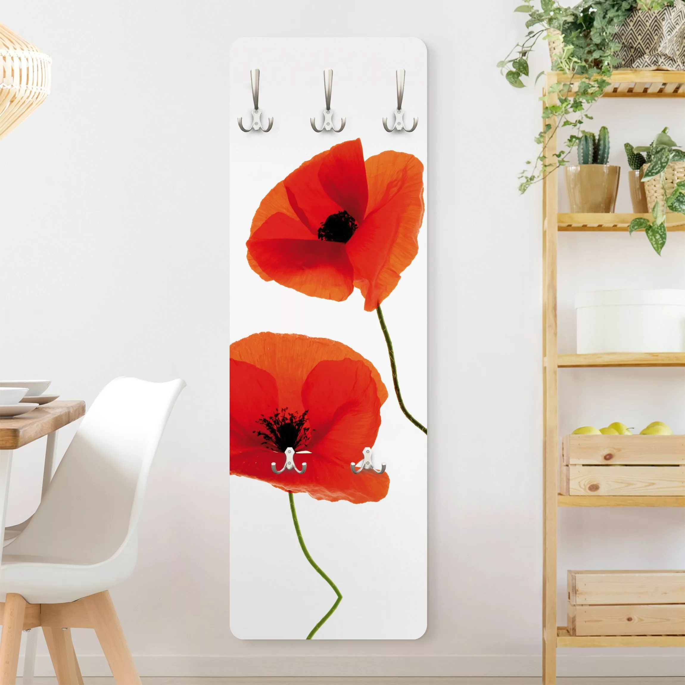 Wandgarderobe Holzpaneel Blumen Charming Poppies günstig online kaufen