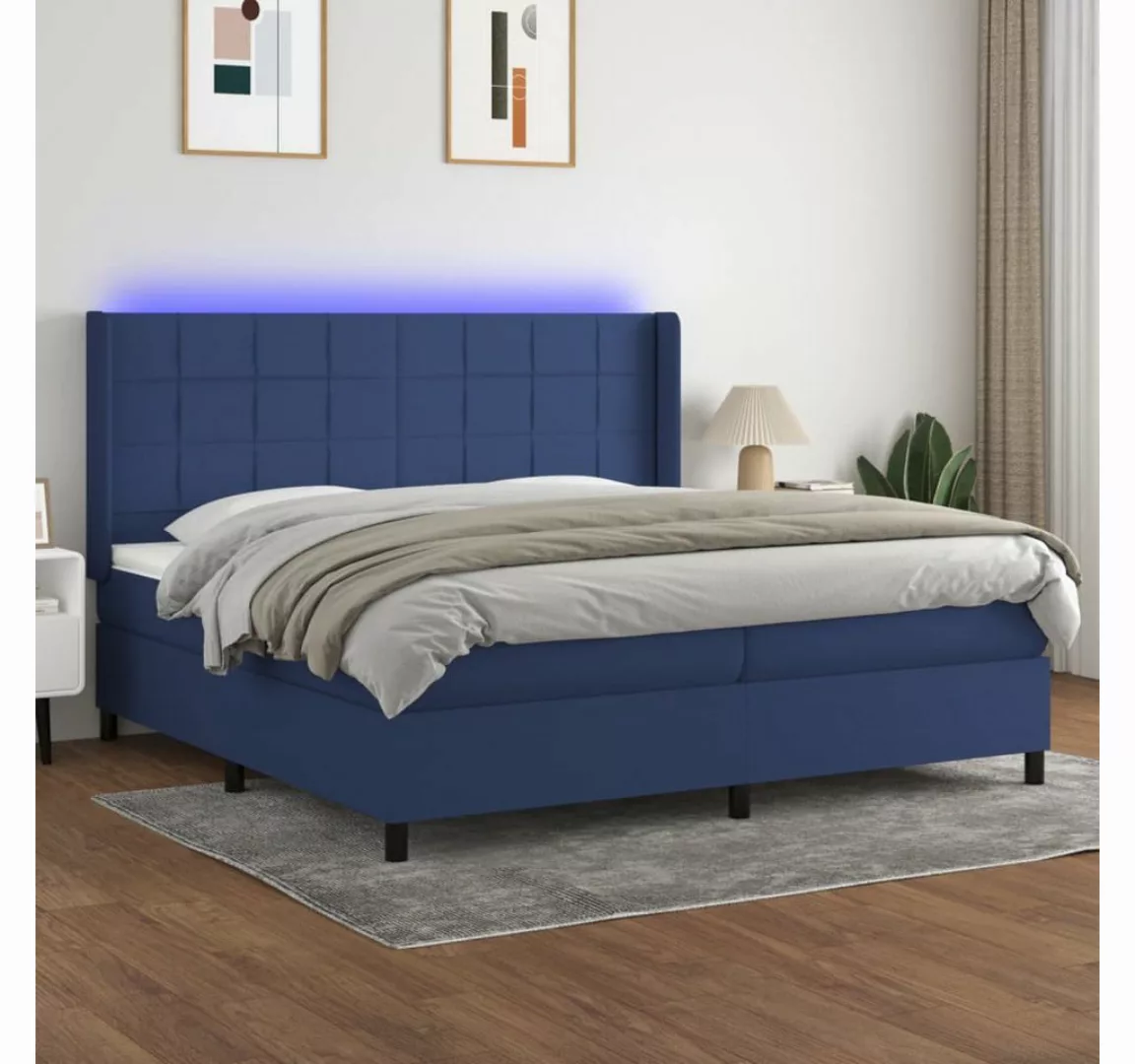 vidaXL Boxspringbett Boxspringbett mit Matratze LED Blau 200x200 cm Stoff B günstig online kaufen