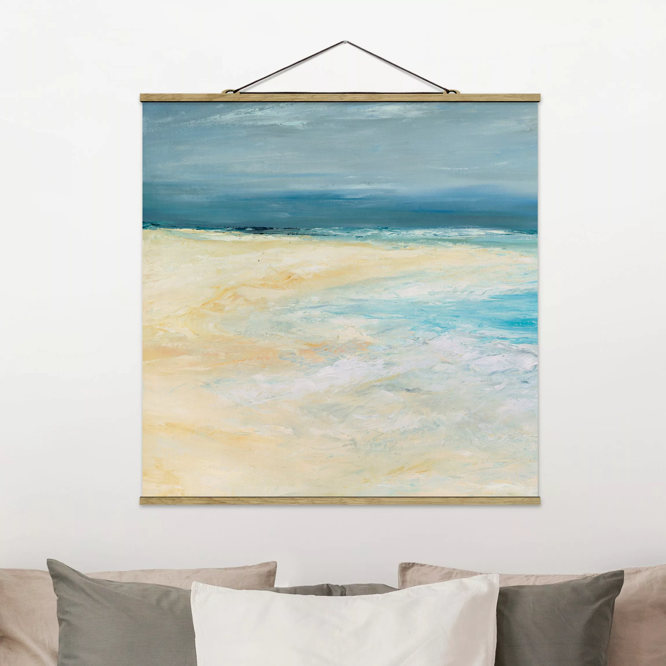 Stoffbild Strand mit Posterleisten - Quadrat Sturm auf dem Meer I günstig online kaufen