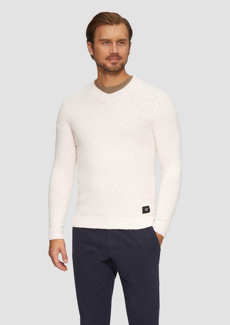 s.Oliver Strickpullover Strukturierter Baumwollpullover mit V-Ausschnitt Lo günstig online kaufen